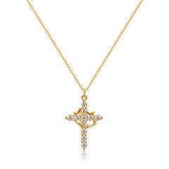 Crowned Cross Rotating Pendant Necklace