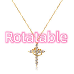 Crowned Cross Rotating Pendant Necklace