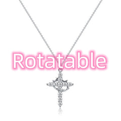 Crowned Cross Rotating Pendant Necklace